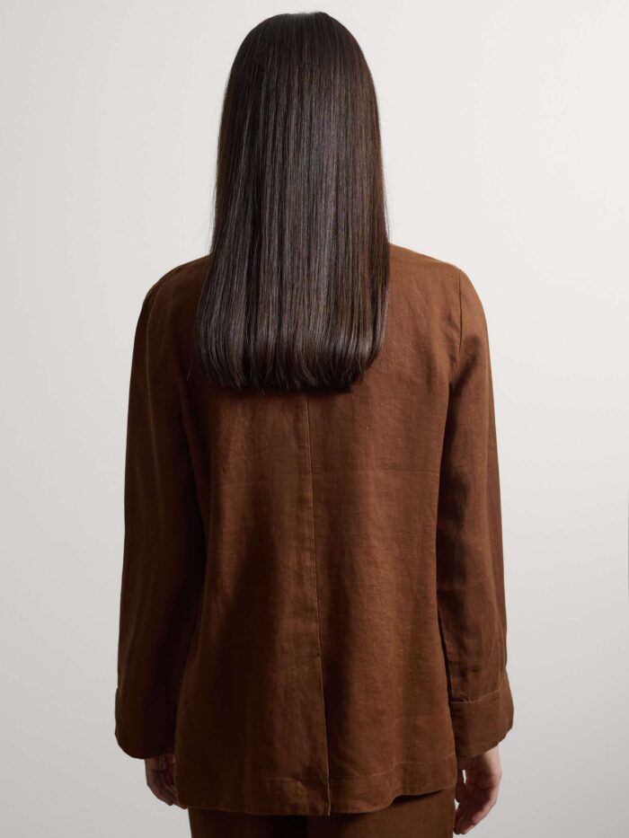 STEFANEL Regular fit pure linen blazer Brown - Image 3