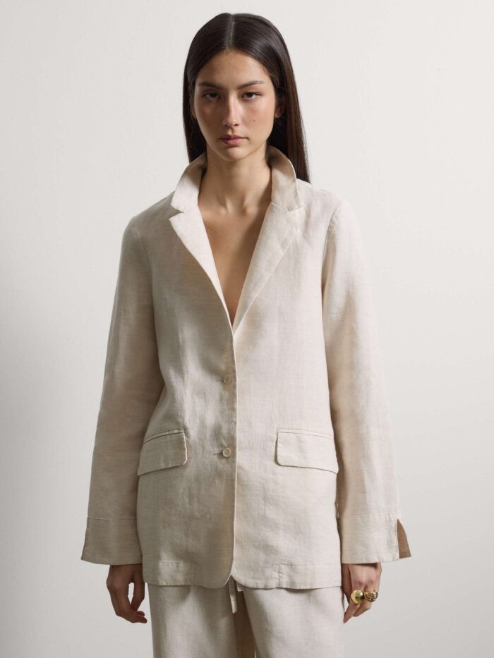 STEFANEL Regular fit pure linen blazer White - Image 2