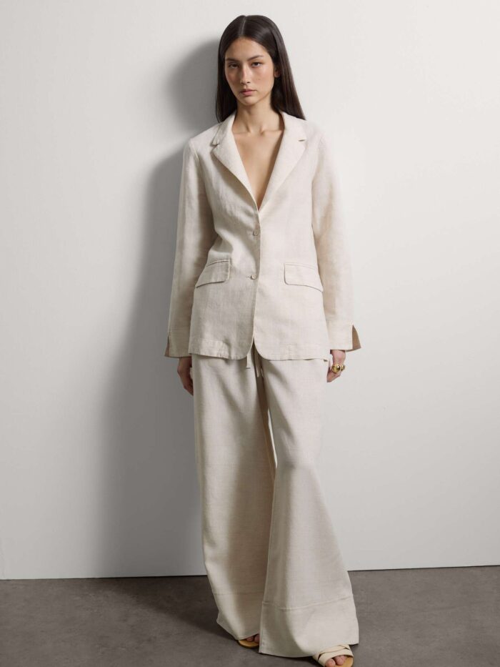 STEFANEL Regular fit pure linen blazer White - Image 5