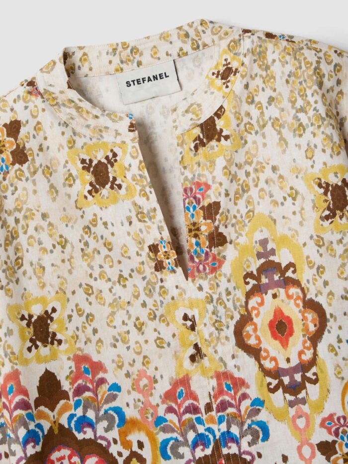 STEFANEL Regular-fit linen and cotton blend shirt with multicolor pattern - Image 5