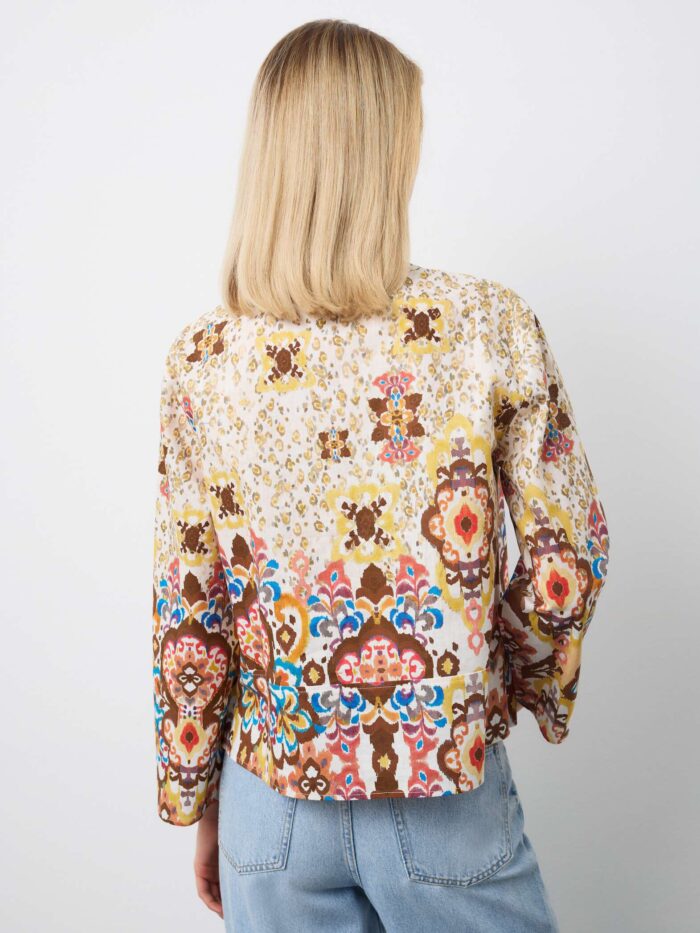 STEFANEL Regular-fit linen and cotton blend shirt with multicolor pattern - Image 4