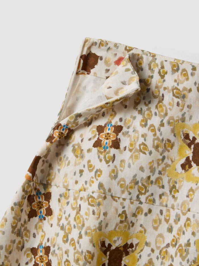 STEFANEL Long skirt in linen and cotton blend with multicolored pattern, regular fit - Image 5