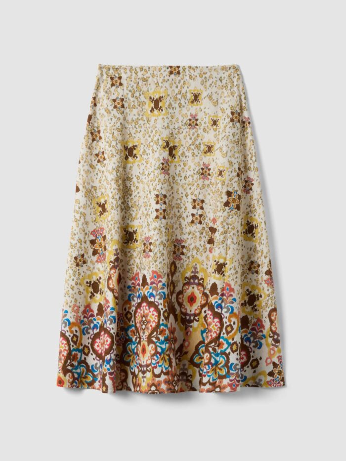 STEFANEL Long skirt in linen and cotton blend with multicolored pattern, regular fit - Image 6