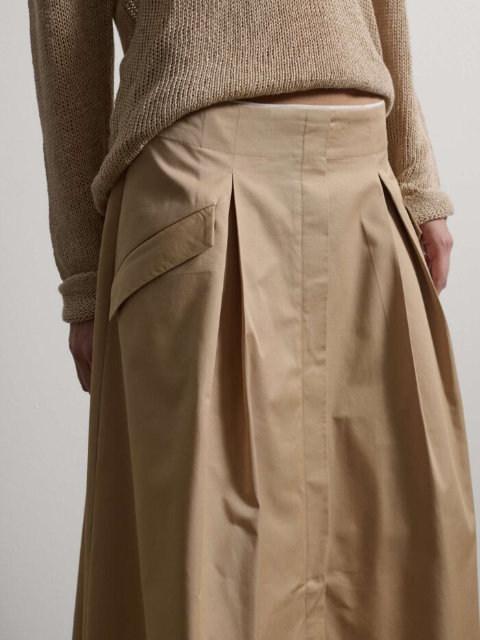 STEFANEL Regular-fit pure cotton skirt with pockets Beige - Image 3