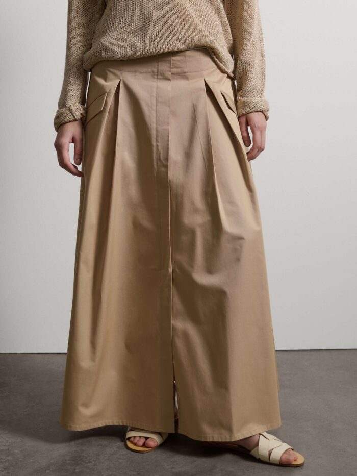 STEFANEL Regular-fit pure cotton skirt with pockets Beige - Image 2