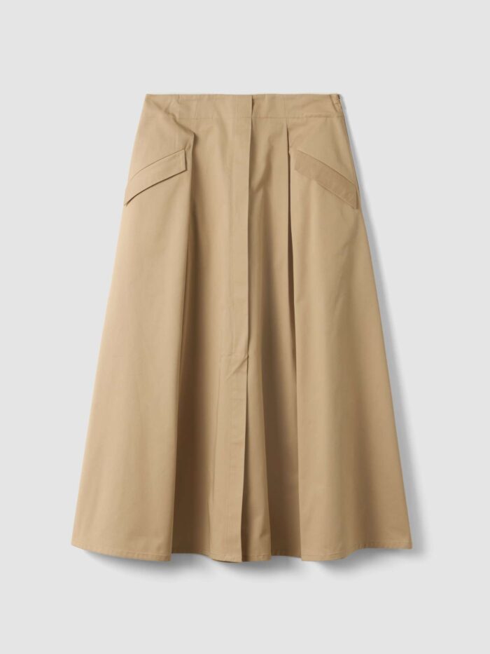 STEFANEL Regular-fit pure cotton skirt with pockets Beige - Image 7