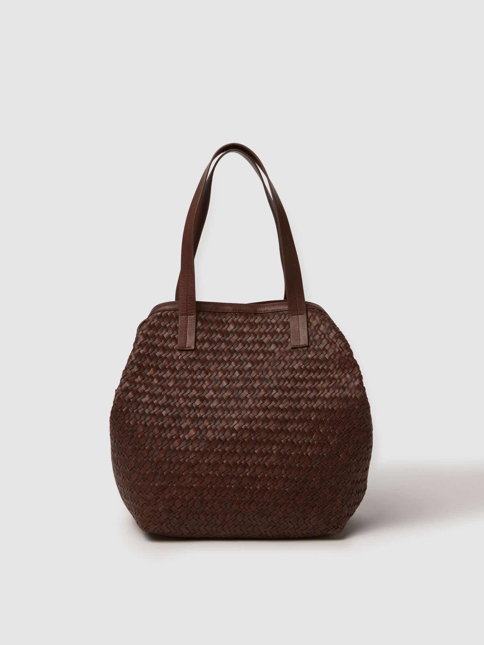 003570546_SFSTILL STEFANEL genuine leather bag with woven workmanship Brown - Image 1