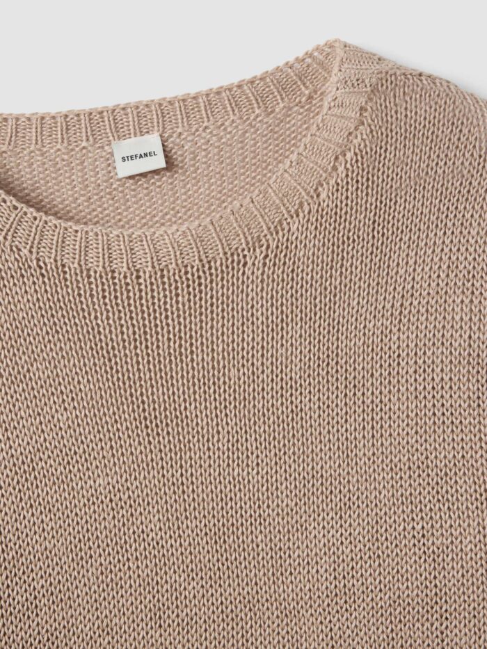 STEFANEL Regular fit pure linen sweater Beige - Image 5