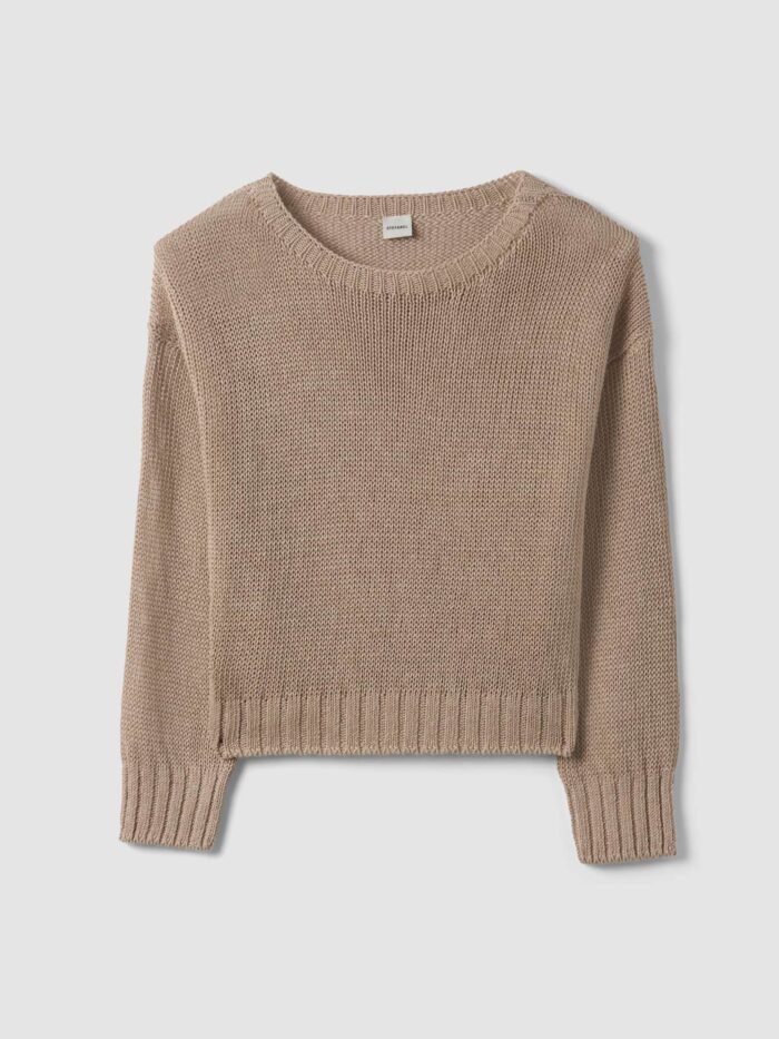 STEFANEL Regular fit pure linen sweater Beige - Image 6