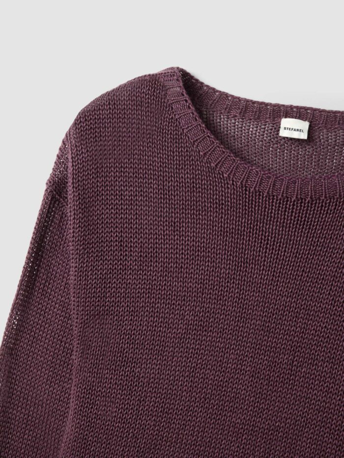 STEFANEL Regular fit pure linen sweater Purple - Image 3