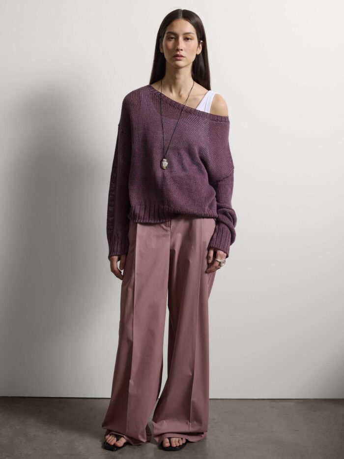 STEFANEL Regular fit pure linen sweater Purple - Image 4