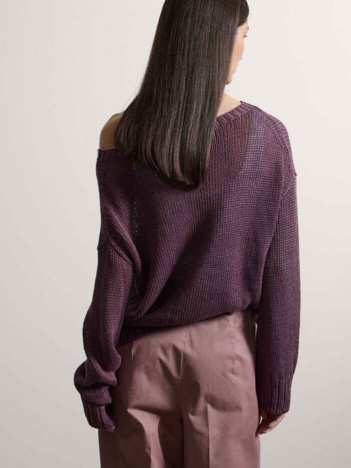 STEFANEL Regular fit pure linen sweater Purple - Image 5
