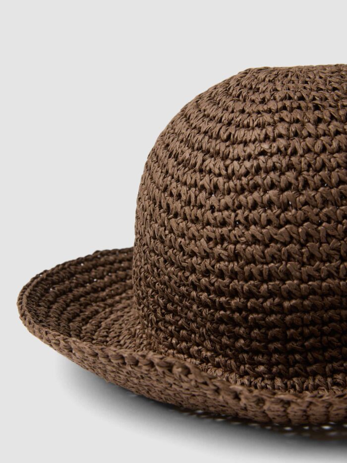 STEFANEL Cloche hat in pure brown paper fabric - Image 2