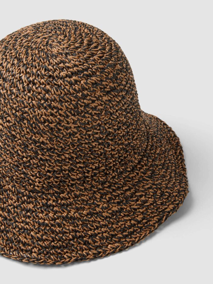 STEFANEL Cloche hat in pure paper fabric Black/brown - Image 3