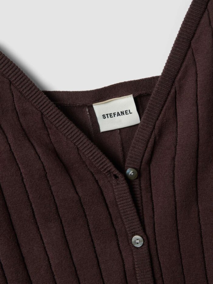 STEFANEL Regular fit pure cotton top with buttons Brown - Image 5