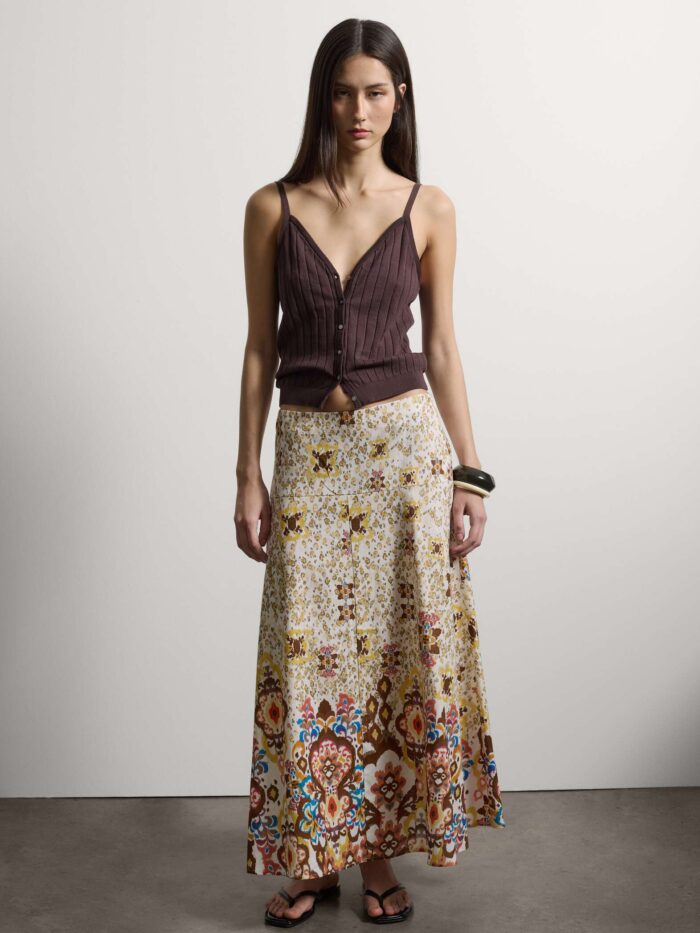 STEFANEL Regular fit pure cotton top with buttons Brown - Image 3