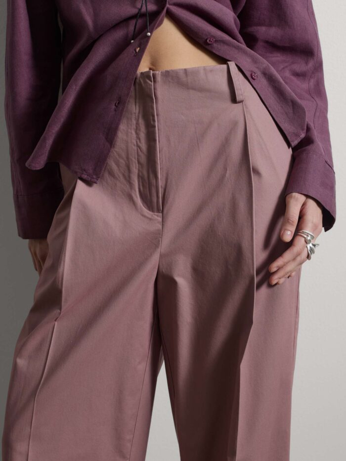 STEFANEL Wide-leg pure cotton trousers Pink - Image 3
