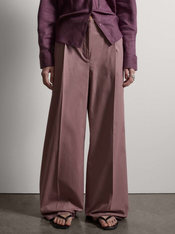 STEFANEL Wide-leg pure cotton trousers Pink - Image 2