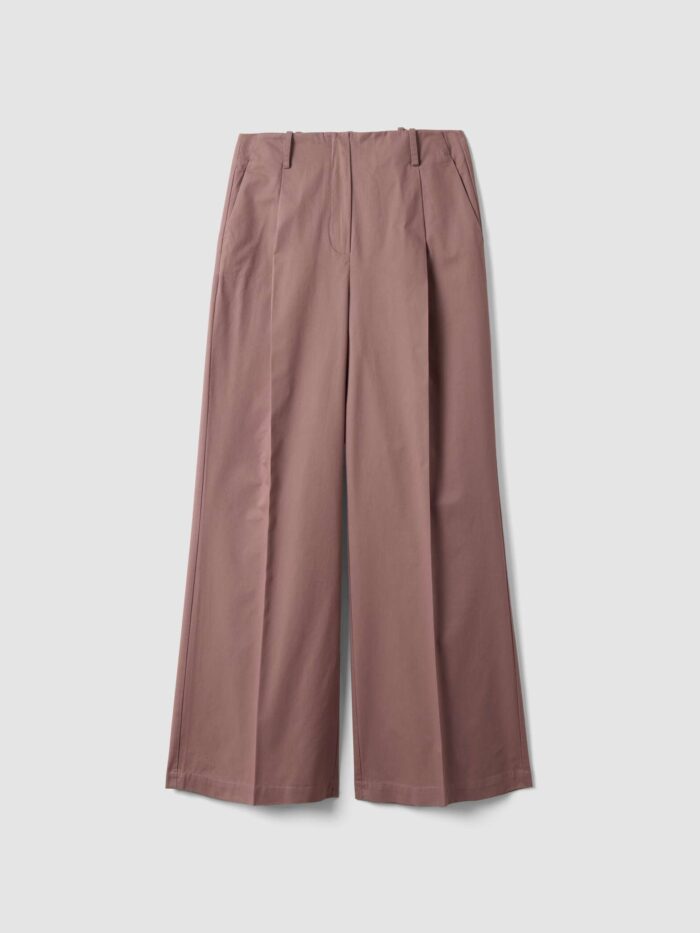 STEFANEL Wide-leg pure cotton trousers Pink - Image 6