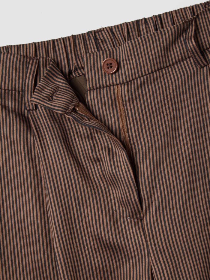 STEFANEL Regular fit striped linen blend trousers Brown - Image 5
