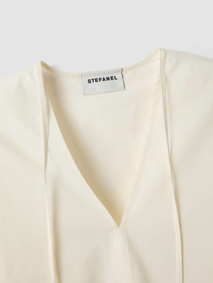 STEFANEL Regular-fit pure cotton blouse with V-neck White - Image 6
