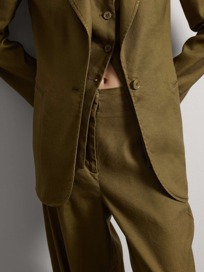 STEFANEL Blazer in linen blend, regular fit. Olive - Image 3