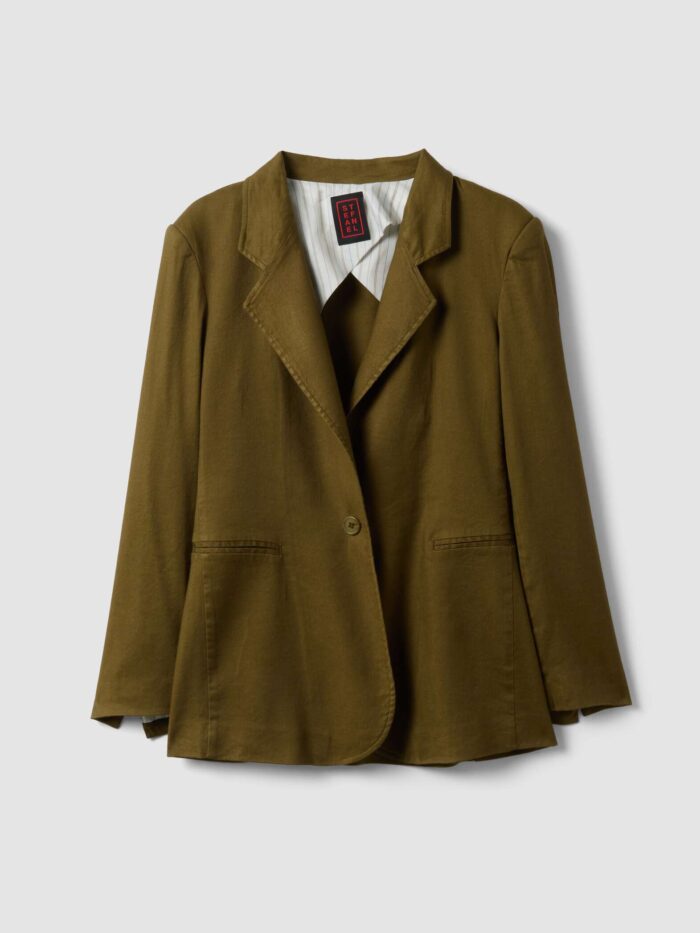 STEFANEL Blazer in linen blend, regular fit. Olive - Image 5