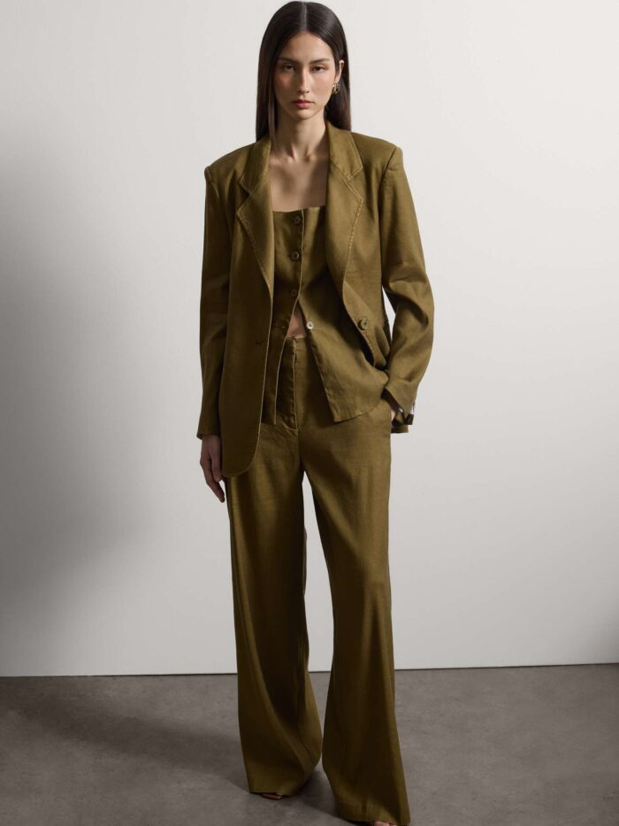 STEFANEL Blazer in linen blend, regular fit. Olive - Image 2