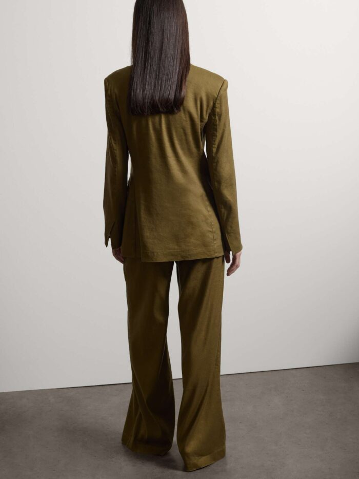 STEFANEL Blazer in linen blend, regular fit. Olive - Image 4