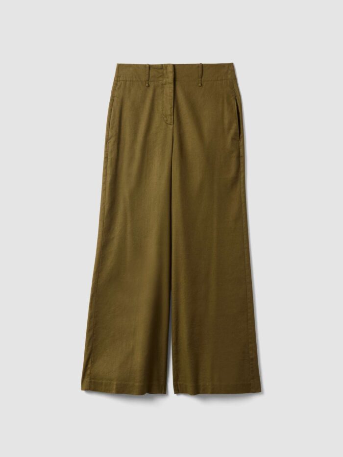 STEFANEL Regular-fit stretch linen and viscose blend trousers Olive - Image 6