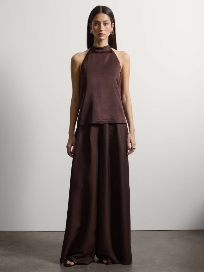 STEFANEL Regular fit sleeveless viscose blend blouse Brown - Image 3