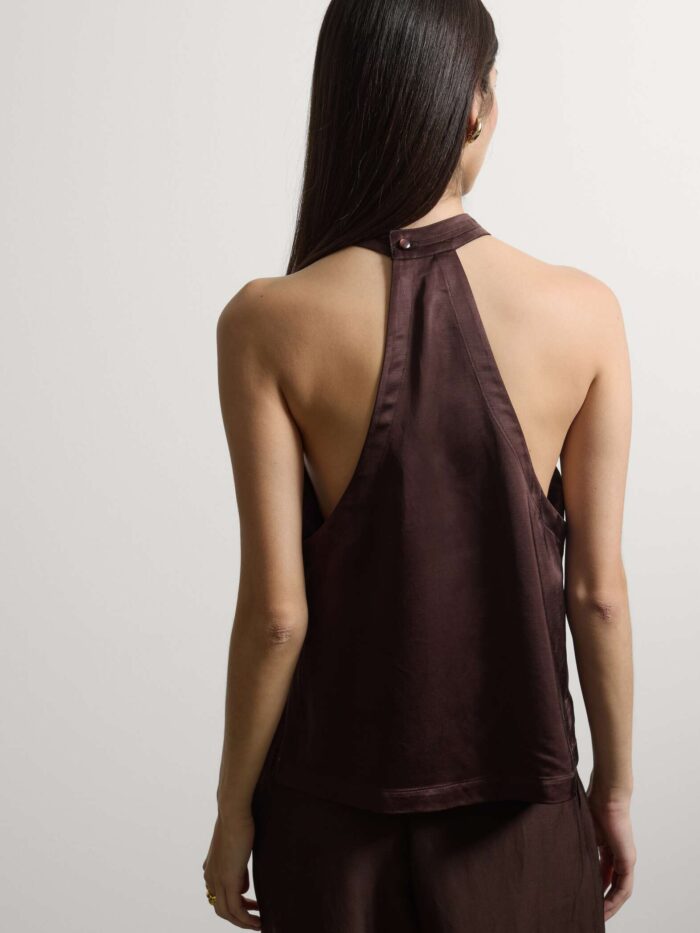 STEFANEL Regular fit sleeveless viscose blend blouse Brown - Image 4