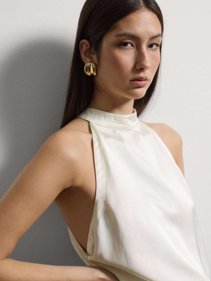 STEFANEL Regular fit viscose blend sleeveless blouse White - Image 2