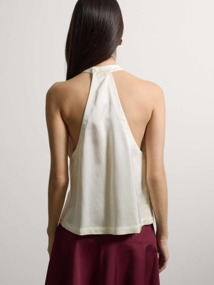 STEFANEL Regular fit viscose blend sleeveless blouse White - Image 4