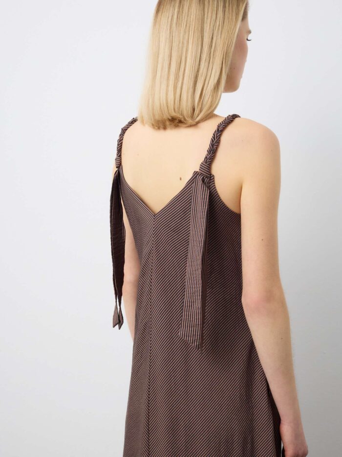 STEFANEL striped straight-fit viscose blend dress Brown - Image 3