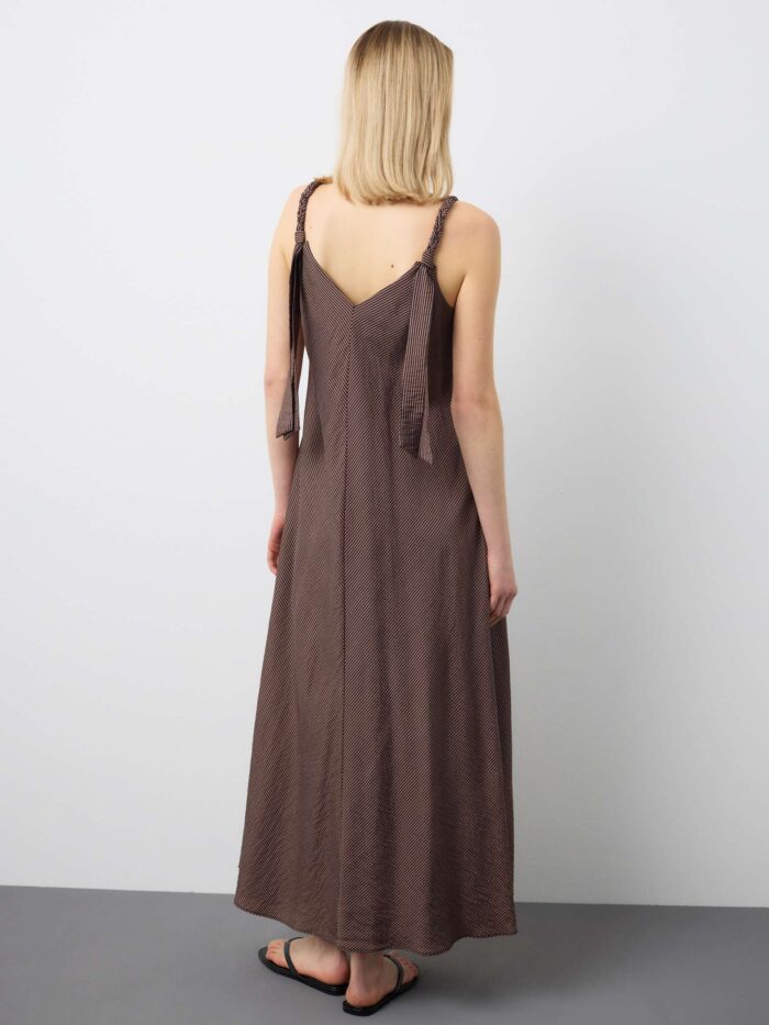 STEFANEL striped straight-fit viscose blend dress Brown - Image 4