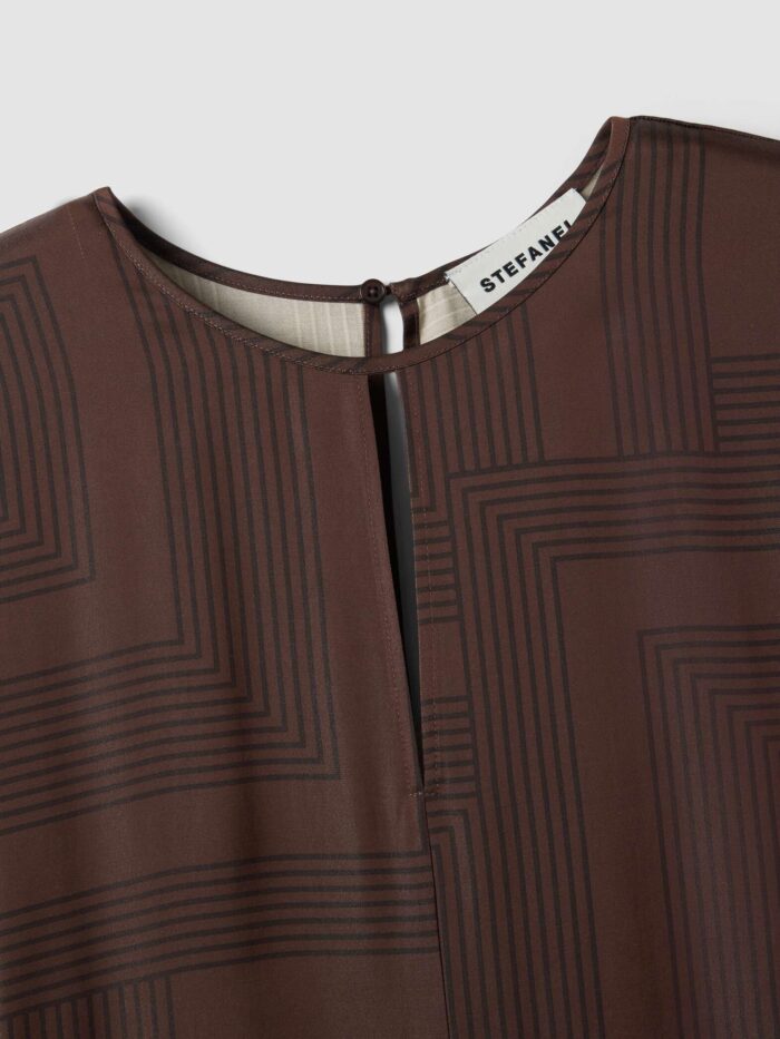 STEFANEL Regular-fit viscose blend dress with checked pattern Brown - Image 5