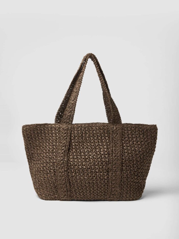 STEFANEL  bag in pure paper fabric Brown - Image 3