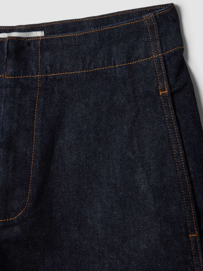 STEFANEL Wide-leg stretch cotton denim shorts Blue - Image 5