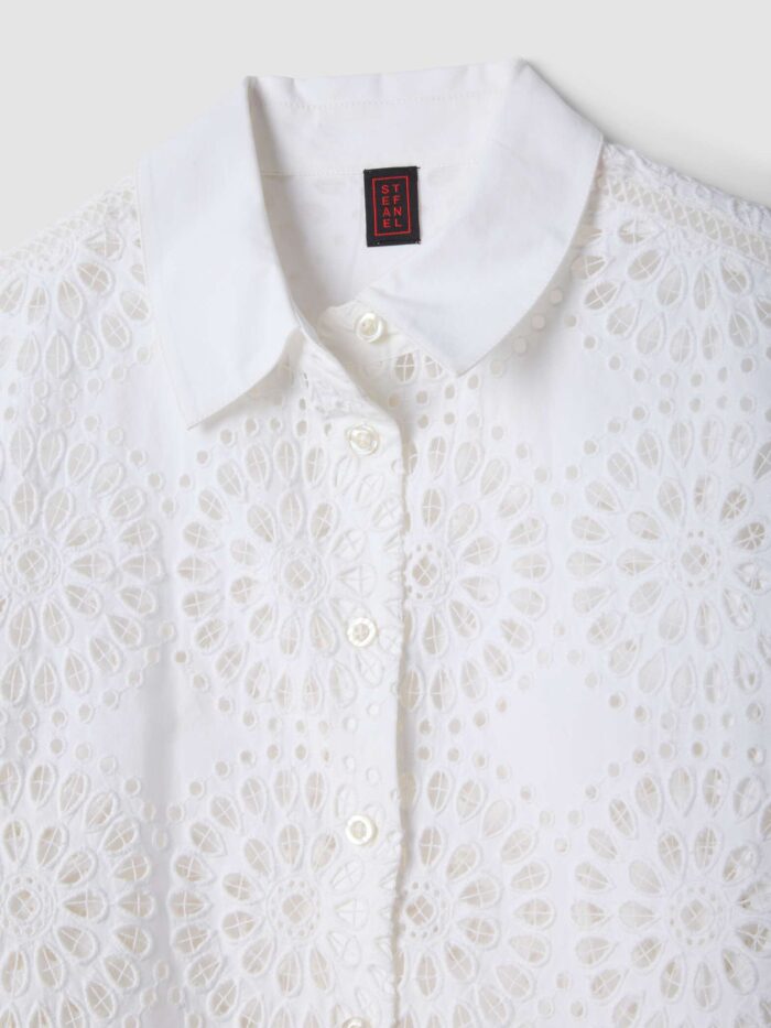 STEFANEL Shirt in pure cotton sangallo oversize fit White - Image 5