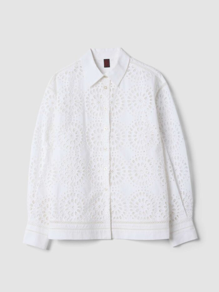 STEFANEL Shirt in pure cotton sangallo oversize fit White - Image 6