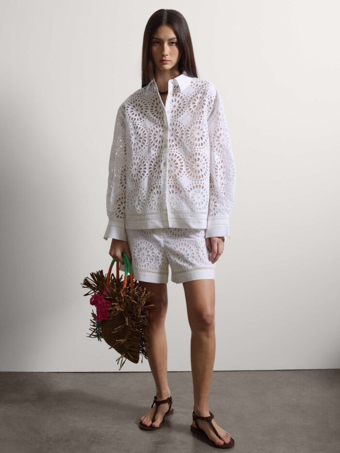STEFANEL Shirt in pure cotton sangallo oversize fit White - Image 3