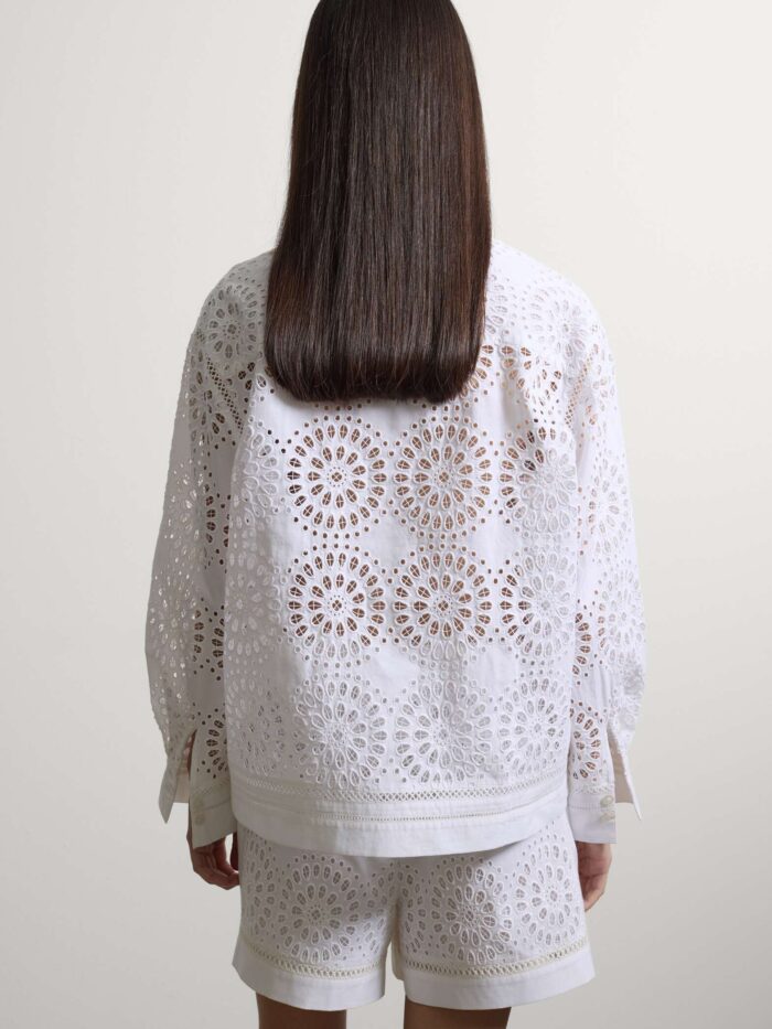 STEFANEL Shirt in pure cotton sangallo oversize fit White - Image 4