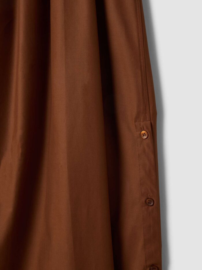 STEFANEL Long dress in pure cotton with thin shoulder straps, relaxed fit Brown - Image 6
