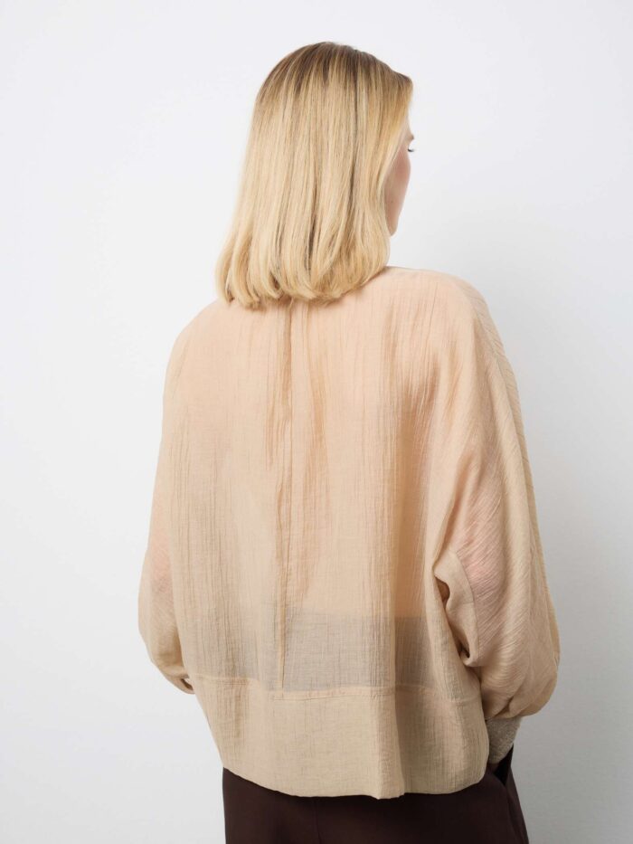 STEFANEL Regular fit lyocell blend blouse Beige - Image 4