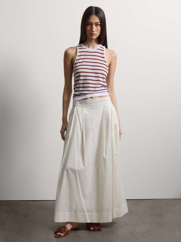 STEFANEL Regular-fit striped tank top in linen and cotton blend White - Image 3