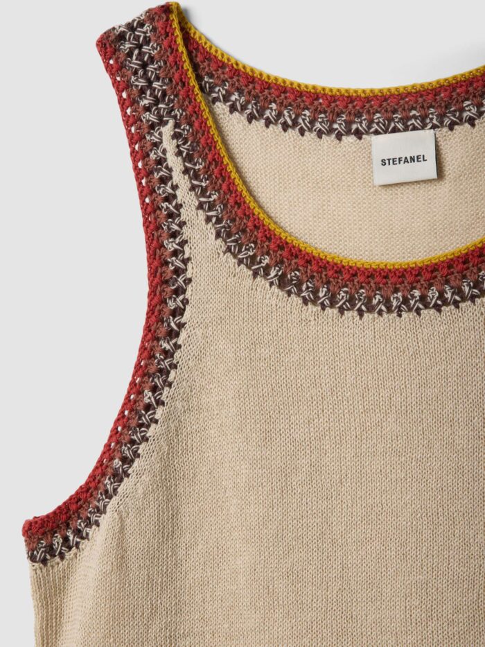 STEFANEL Linen blend tank top with contrasting trim, regular fit  Beige - Image 5