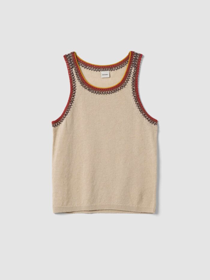 STEFANEL Linen blend tank top with contrasting trim, regular fit  Beige - Image 6