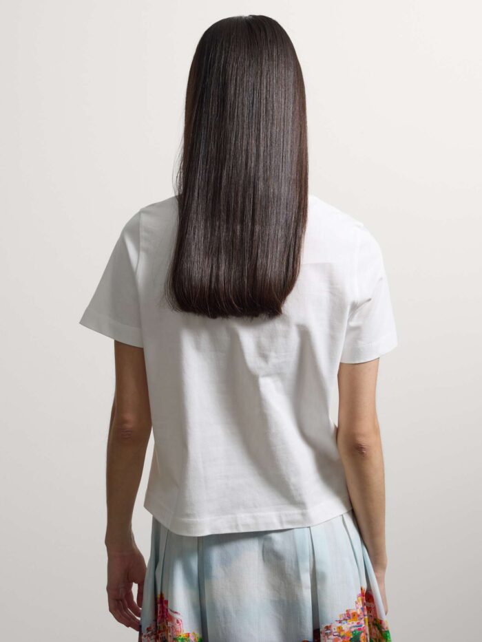 STEFANEL Regular-fit pure cotton T-shirt with beaded star White - Image 4