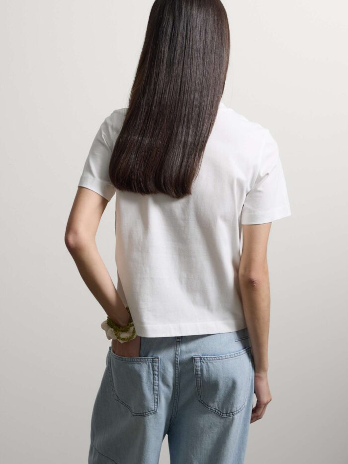 STEFANEL Regular-fit pure cotton T-shirt with beaded lobster White - Image 4